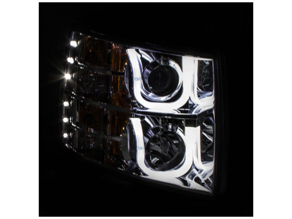 Anzo 2007-2013 Chevrolet Silverado 1500 Projector Headlights w/ U-Bar Chrom