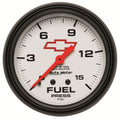AutoMeter Gauge Fuel Press 2-5/8in. 15PSI Mech W/Isolator Chevy Red Bowtie White 5813-00406