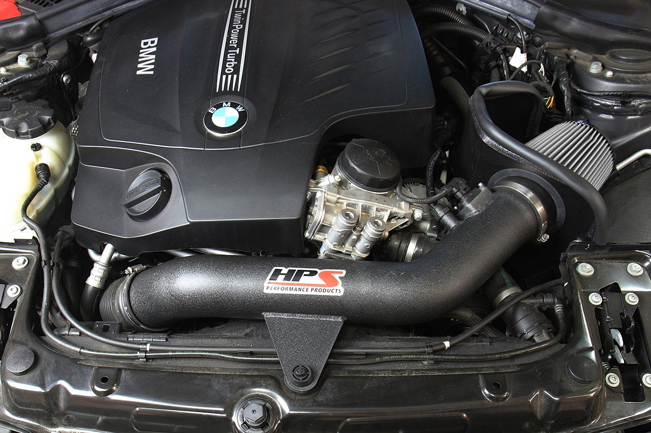 HPS Shortram Air Intake Kit 2014-2016 BMW M235i F22 3.0L Turbo N55, Includes Heat Shield, Black
