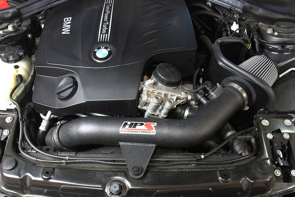 HPS Shortram Air Intake Kit 2013-2015 BMW 335i 335ix F31 F34 3.0L Turbo N55, Includes Heat Shield, Polish