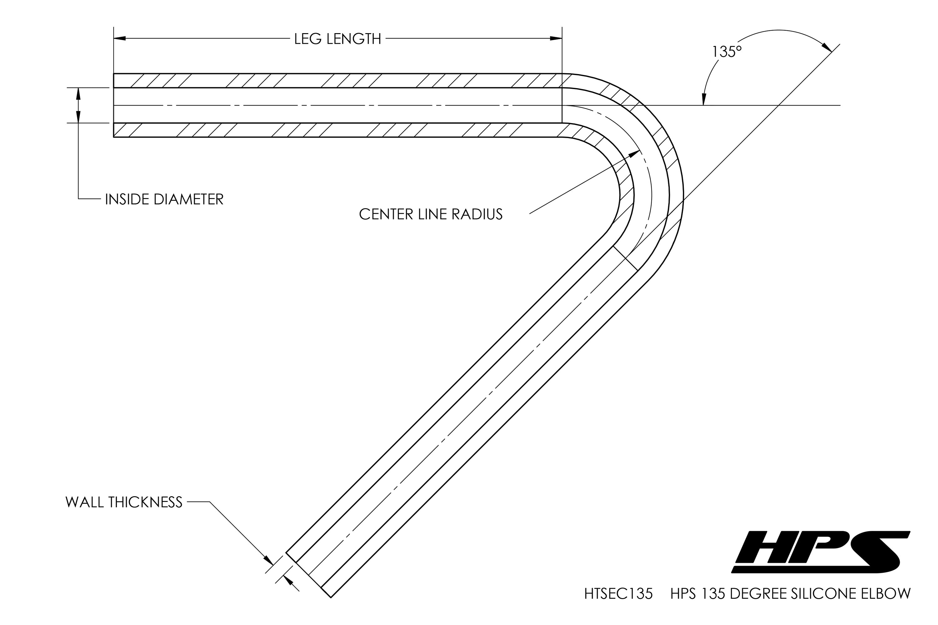 HPS Performance Products HPS 1-7/8" Silicone 135 Degree Elbow Coupler Hose, High Temp 4-ply Reinforced (48mm ID)