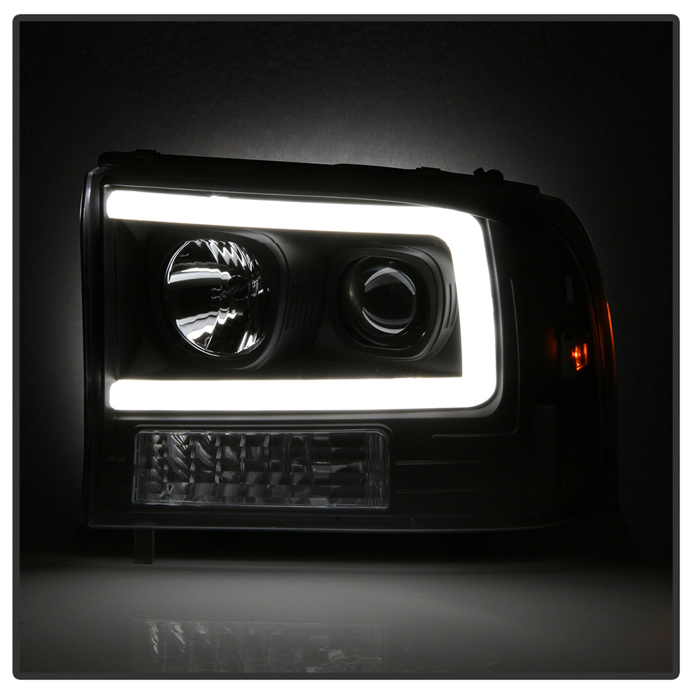 Spyder 99-04 Ford F250 Super Duty Projector Headlights - Light Bar - Black PRO-YD-FF25099V2-LB-BK 5084491