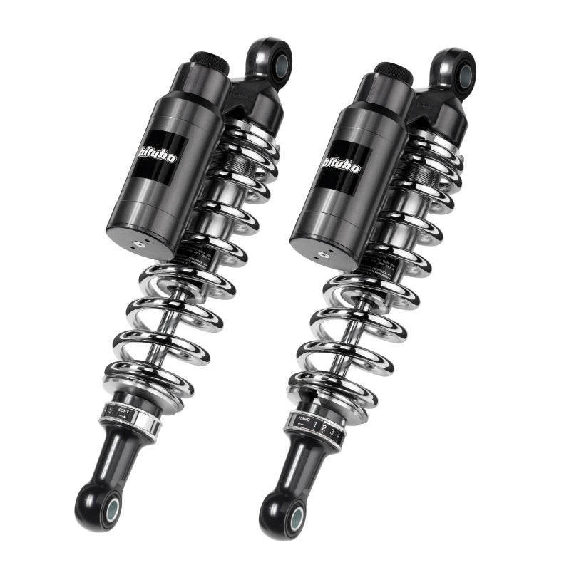 Bitubo Suspension Bitubo WMT0 Twinshocks Adj.: Spring Preload, Reb., Comp., Length 356mm, Piggyback Tank Chr Edition RE003WMT03