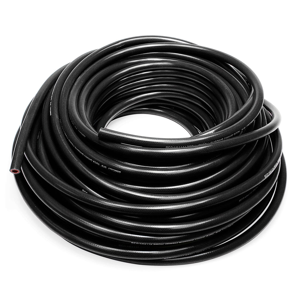 HPS High Temp 5/32" ID(4mm)Reinforced Silicone Heater Hose Black-100 Feet