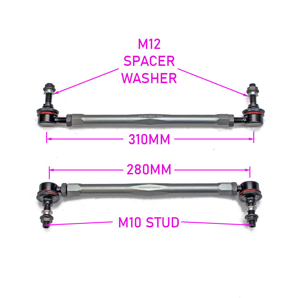 Godspeed Volvo V50 2005-2011 Front Sway Bar Adjustable Links, OE Replacement